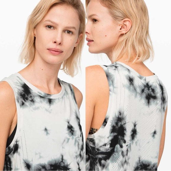 SOLD | Lululemon Train to Be Tank Top Shibori Mesh Deep Coal Size 10 - Picture 2 of 11
